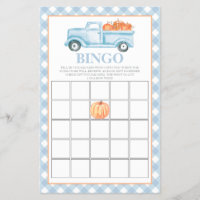 Pumpkin blue truck Baby Shower Bingo