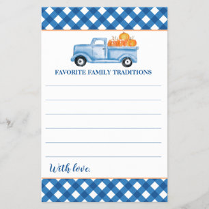 Pumpkin Blue Truck Baby Shower Family Traditions Flyer
