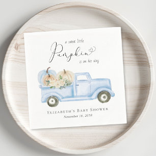 Pumpkin Blue Vintage Truck Baby Boy Shower Napkin