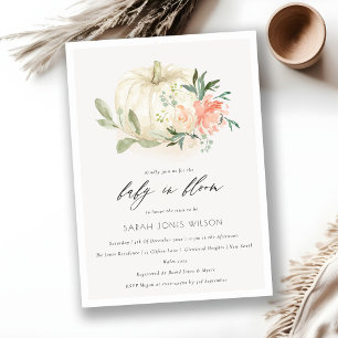 Pumpkin Blush Floral Baby in Bloom Shower Invite