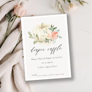 Pumpkin Blush Floral Dipper Raffle Baby Shower Enclosure Card