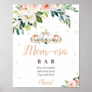 Pumpkin Blush Pink And Gold Mom-osa Bar Sign