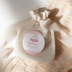 Pumpkin Blush Pink Gold Baby Girl Shower Favour Classic Round Sticker