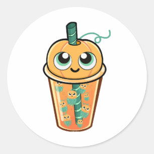 Pumpkin Boba Jellyfish Classic Round Sticker