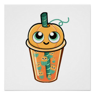 Pumpkin Boba Jellyfish Poster