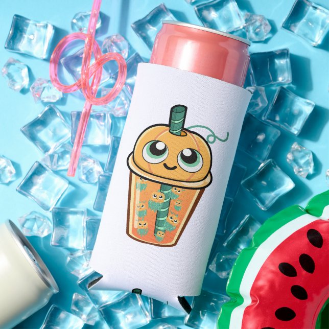 Pumpkin Boba Jellyfish Seltzer Can Cooler (In Situ Summer)