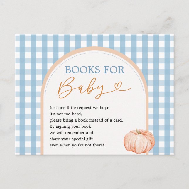 Pumpkin Boho Blue Gingham Books for Baby Postcard (Front)