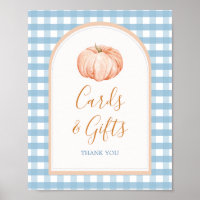Pumpkin Boho Blue Gingham Cards & Gifts Poster