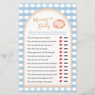Pumpkin Boho Blue Gingham Mummy or Daddy Game