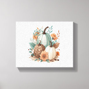Pumpkin Boho Floral Canvas Print