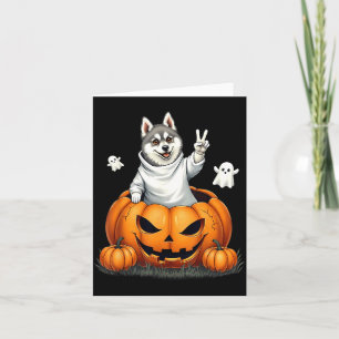 Pumpkin Boo Ghost Alaskan Klee Kai Dog Halloween Card