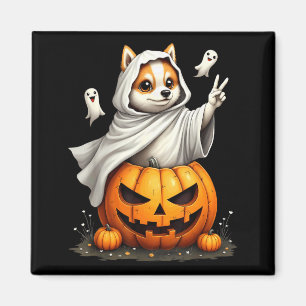 Pumpkin Boo Ghost American Eskimo Dog Halloween Magnet