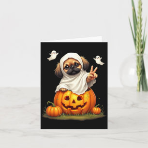 Pumpkin Boo Ghost Pekingese Dog Halloween Costume Card