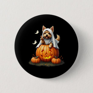 Pumpkin Boo Ghost Yorkie Dog Halloween Costume 6 Cm Round Badge