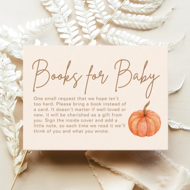 Pumpkin Books for Baby Fall Baby Shower Enclosure Card (Creator Uploaded)