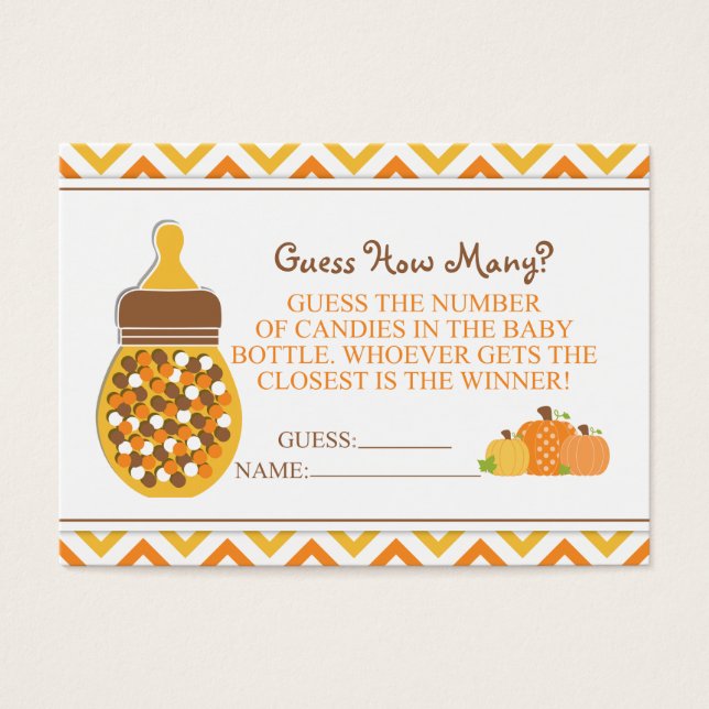 Pumpkin Bottle Baby Shower Guessing Game (Front)
