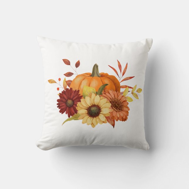 Pumpkin Bouquet Farmhouse Autumn Decor Cushion (Front)