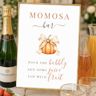 Pumpkin Bow Autumn Baby Shower Momosa Bar Sign