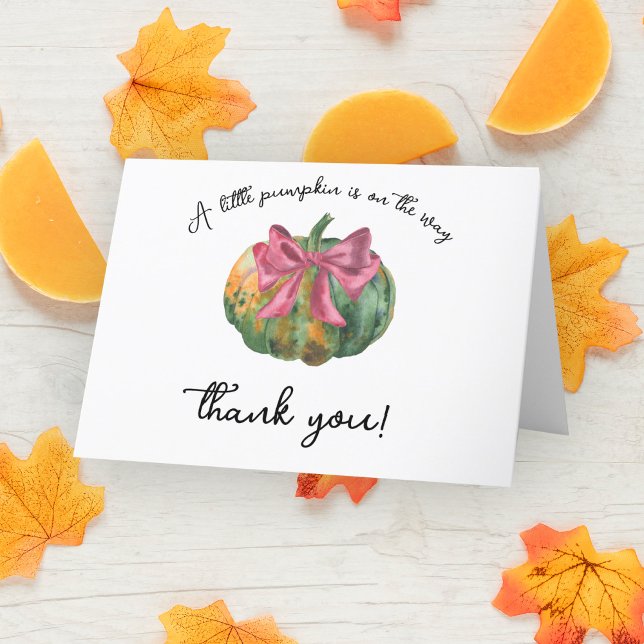 Pumpkin bow autumn baby shower - Thank You Card (Creator Uploaded)