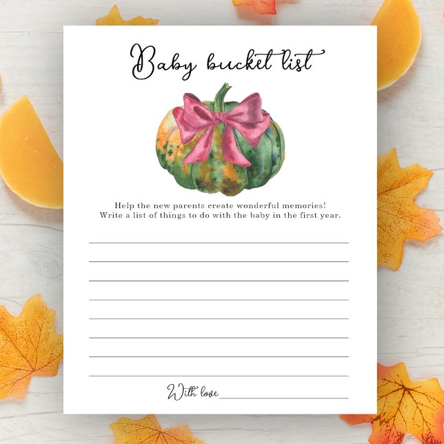 Pumpkin bow baby shower Baby bucket list (Creator Uploaded)