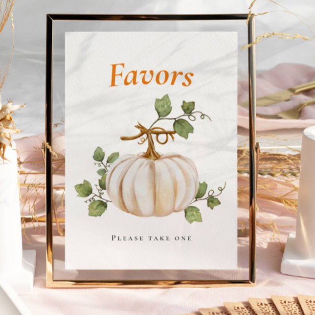 Pumpkin Bow Baby Shower Favours Table Sign (Creator Uploaded)