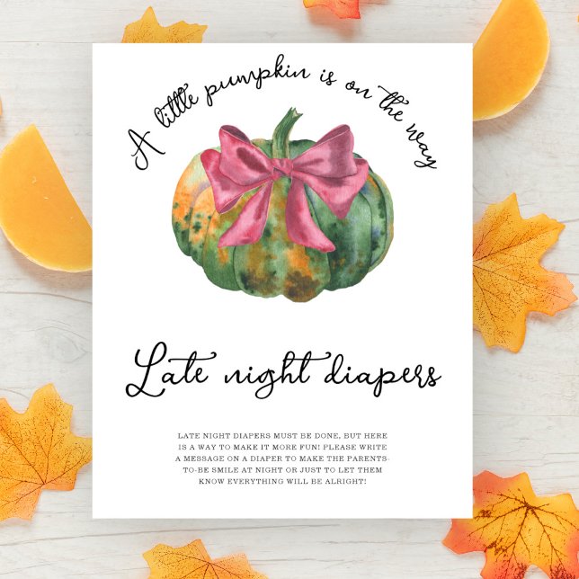 Pumpkin bow baby shower Late night diapers Poster (Creator Uploaded)