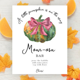 Pumpkin bow baby shower Momosa bar Poster