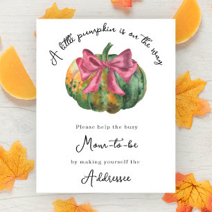 Pumpkin bow baby shower Mum to be addressee Poster