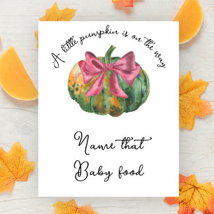 Pumpkin bow baby shower Name that baby food Poster