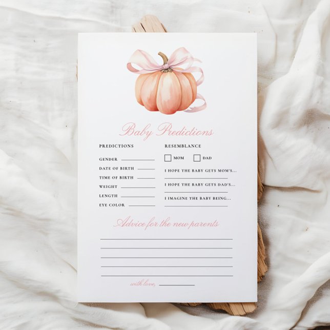 Pumpkin Bow Baby Shower Prediction Advice Game (Creator Uploaded)