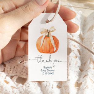 Pumpkin Bow Baby Shower Thank You Tag