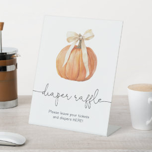 Pumpkin Bow Diaper Raffle Sign Fall Baby Shower