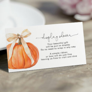 Pumpkin Bow Display Baby Shower Enclosure Card