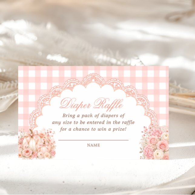 Pumpkin Bow Floral Diaper Raffle Ticket Enclosure Card (Creator Uploaded)