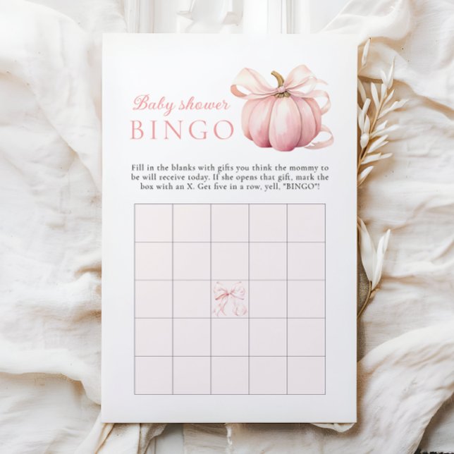 Pumpkin Bow Girl Baby Shower Gift Bingo Game (Creator Uploaded)