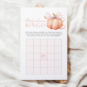 Pumpkin Bow Girl Baby Shower Gift Bingo Game