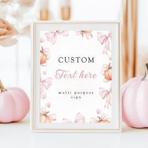 Pumpkin Bow Table Sign Baby Shower