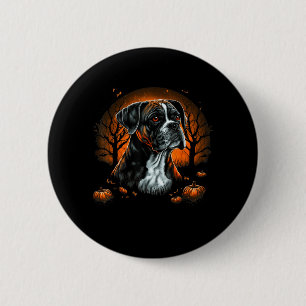 Pumpkin Boxer Dog Costume On Boxer Dog Halloween 6 Cm Round Badge
