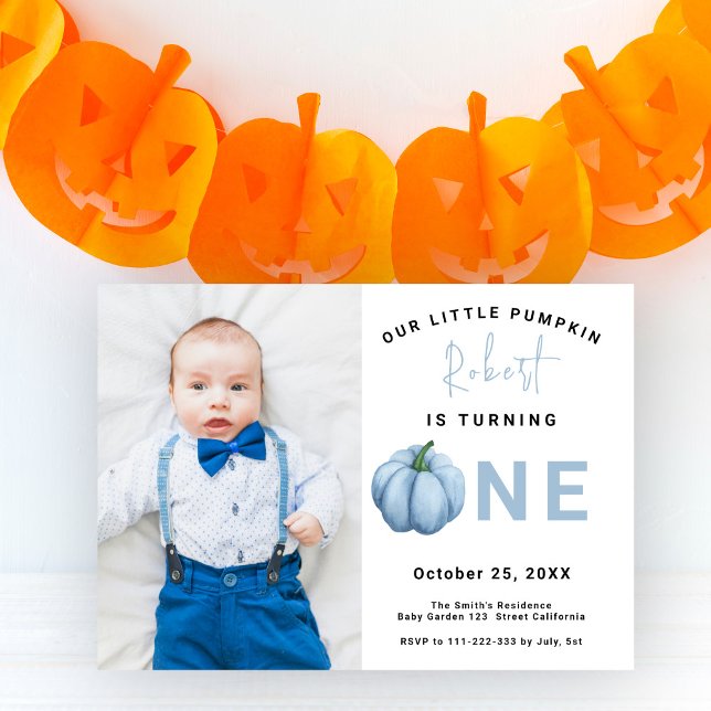 Pumpkin Boy 1st Birthday Party  Invitation (Creator Uploaded)