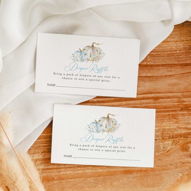 Pumpkin Boy Baby Shower Diaper Raffle Ticket Enclosure Card (Boy Pumpkin Diaper Raffle Ticket)