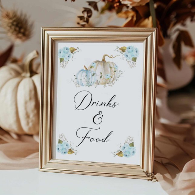 Pumpkin Boy Baby Shower Drinks and Food Sign (A little Pumpkin Drinks and Food Sign)