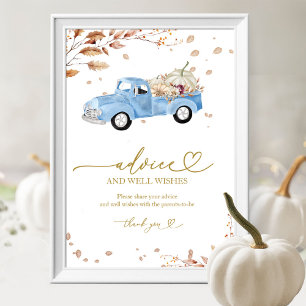 Pumpkin Boy Fall Baby Shower Advice Wishes Sign