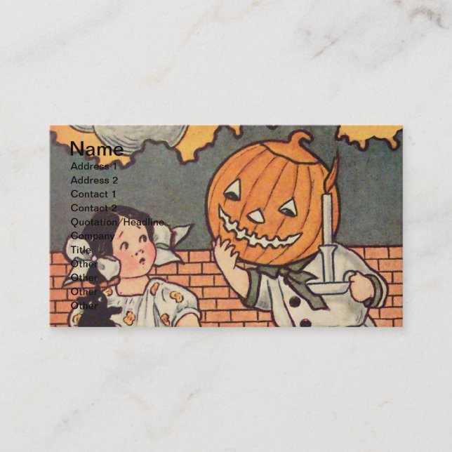 Pumpkin Boy (Vintage Halloween Card) Business Card (Front)