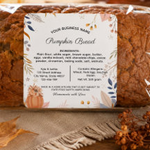 Pumpkin bread Cottage Law Food label sticker