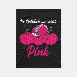 Pumpkin Breast Cancer - In October We Wear Pink  Fleece Blanket