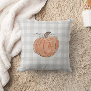 Pumpkin Buffalo Check Pattern Farmhouse Pillow