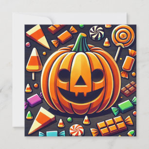 Pumpkin Candies Sweet Halloween Holiday Card