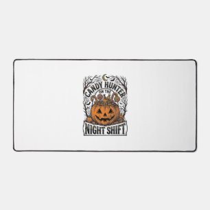 Pumpkin Candy Bucket Vintage Halloween Engraving D Desk Mat
