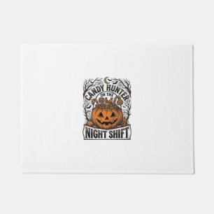 Pumpkin Candy Bucket Vintage Halloween Engraving D Doormat