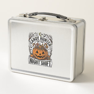 Pumpkin Candy Bucket Vintage Halloween Engraving D Metal Lunch Box